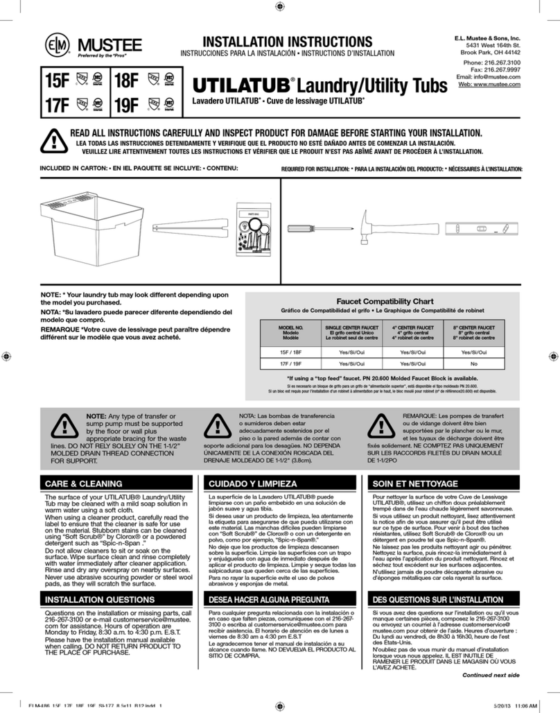 Mustee Utilatub 15F Manuel utilisateur