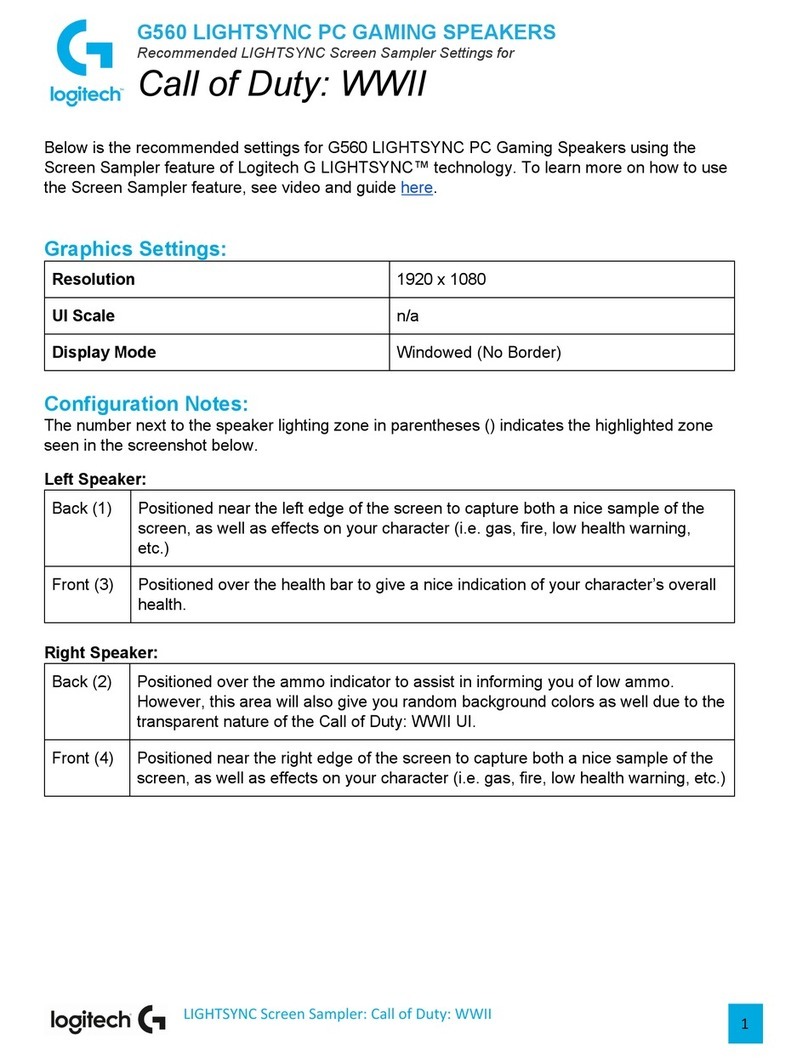 Logitech G560 LIGHTSYNC Manuel utilisateur Logitech G560 LIGHTSYNC Manuel utilisateur