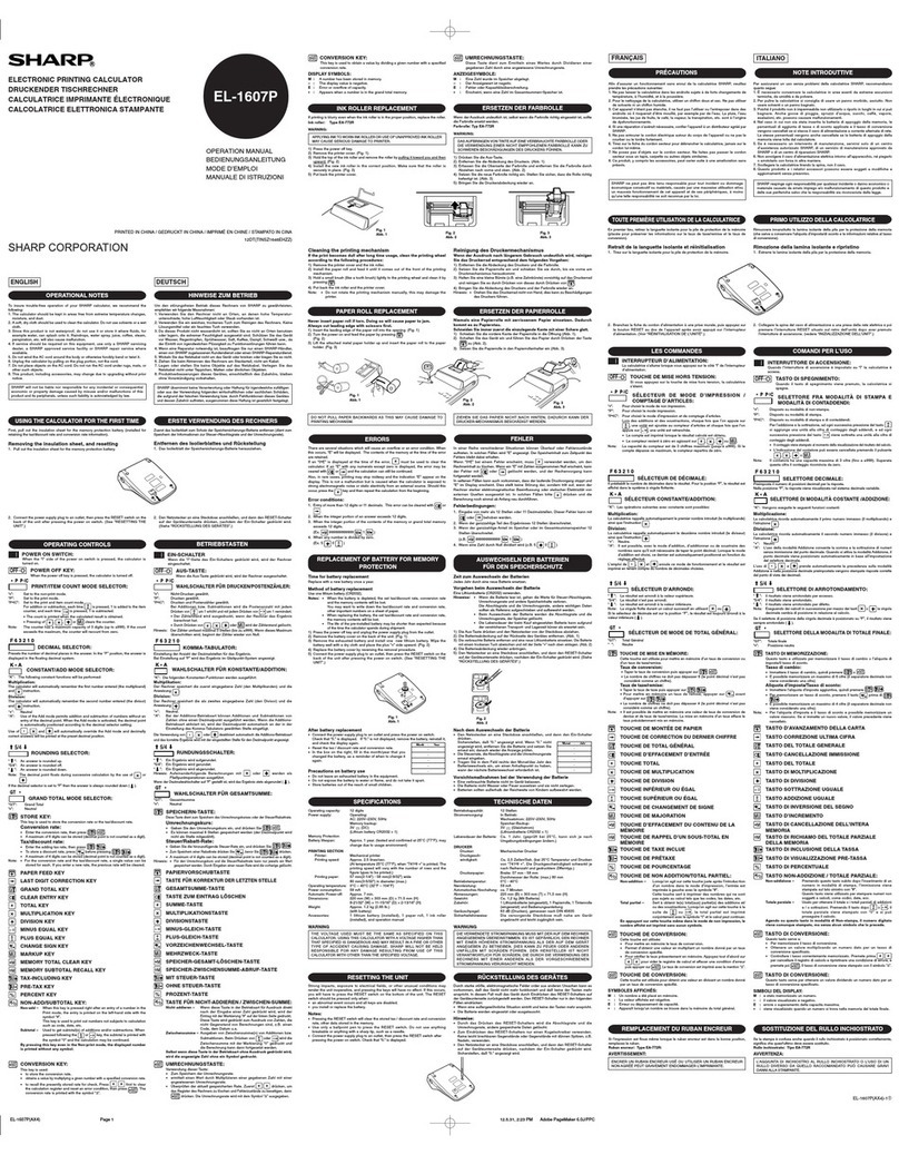 Sharp EL-1607P Manuel utilisateur