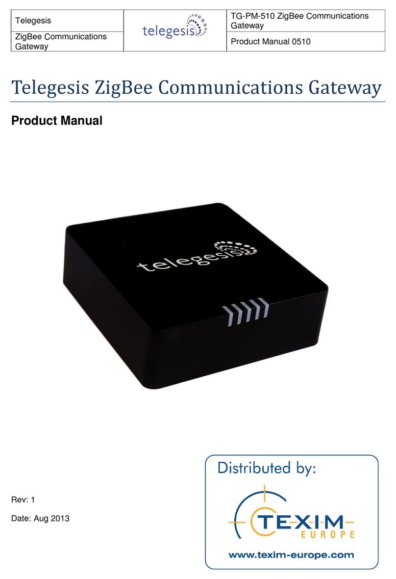 Telegesis ZigBee GW357 Manuel utilisateur Telegesis ZigBee GW357 Manuel utilisateur