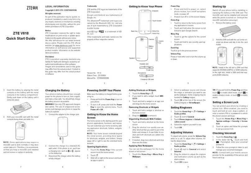 Zte V818 Manuel utilisateur
