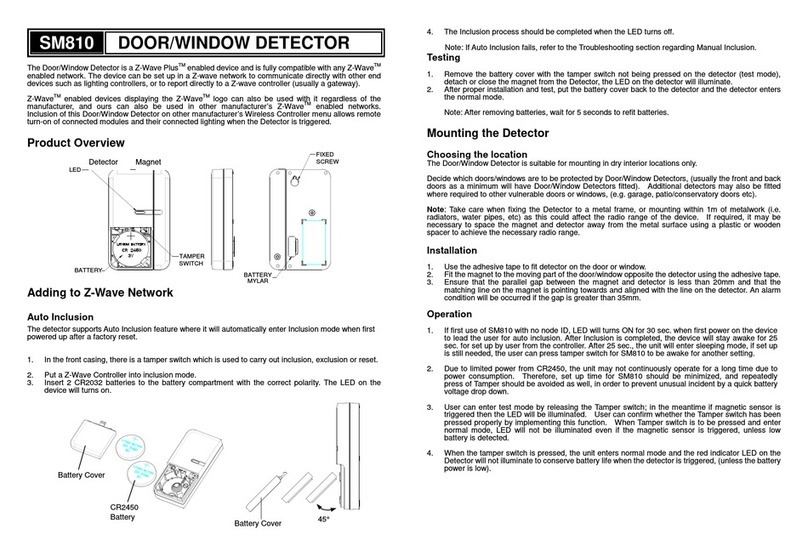 EVERSPRING SM810 Manuel utilisateur EVERSPRING SM810 Manuel utilisateur