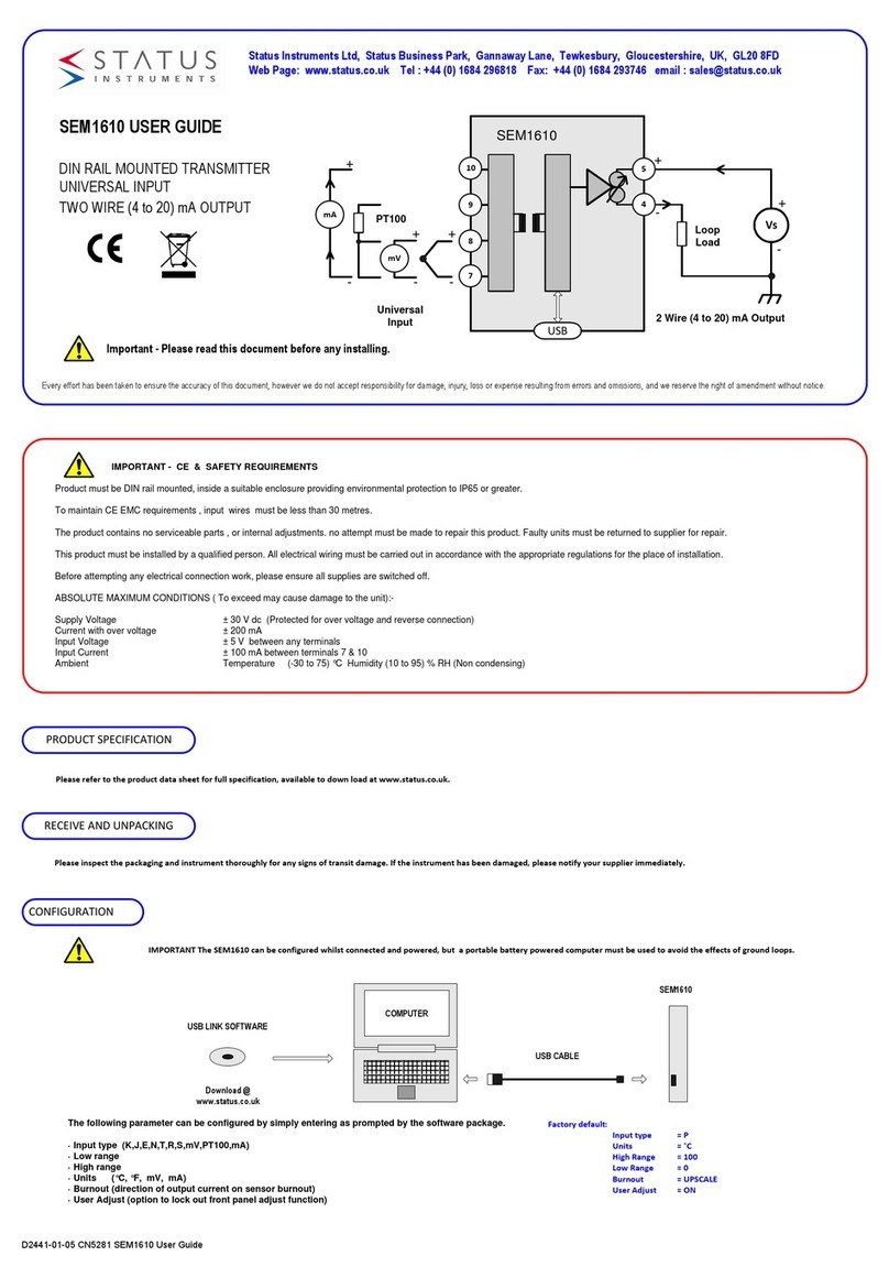 Status Instruments SEM1610 Manuel utilisateur