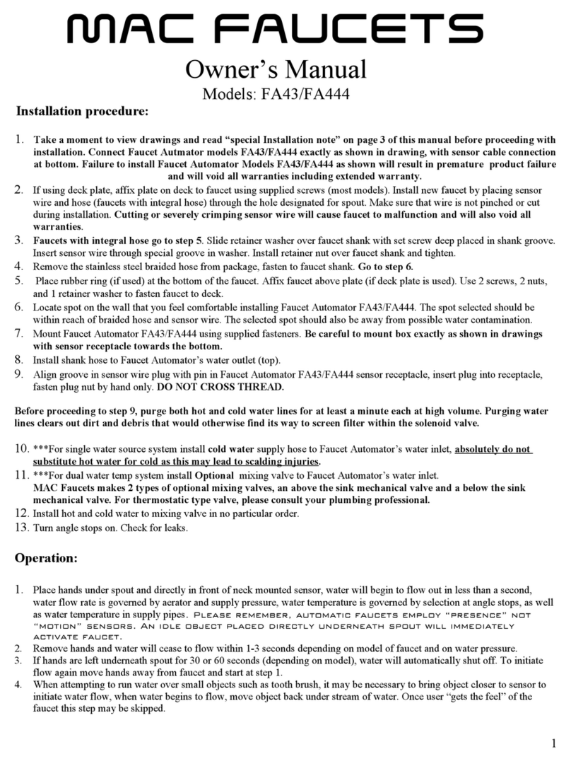 Mac Faucets FA43 Manuel utilisateur