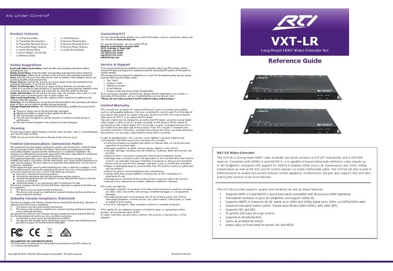 RTI VXT-LR Manuel utilisateur