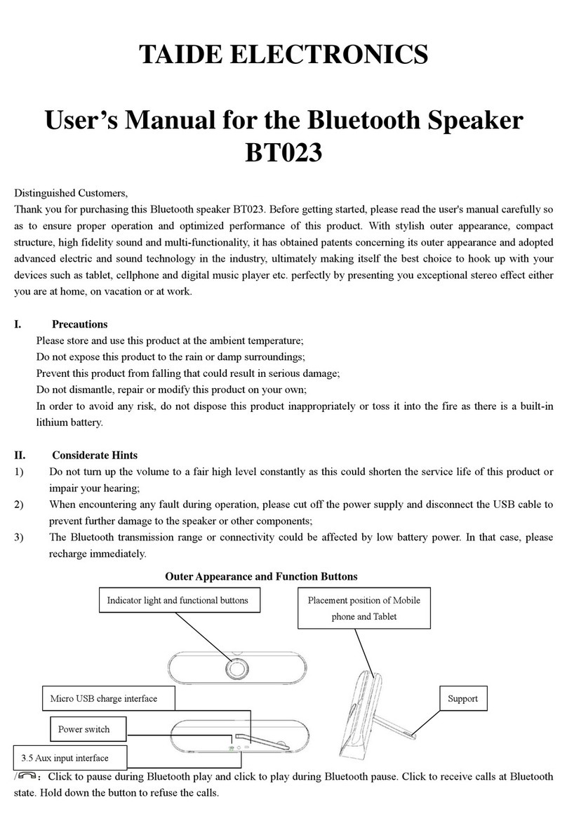 TAIDE ELECTRONICS BT023 Manuel utilisateur TAIDE ELECTRONICS BT023 Manuel utilisateur