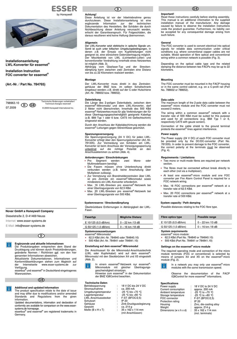 Esser 784765 Manuel utilisateur