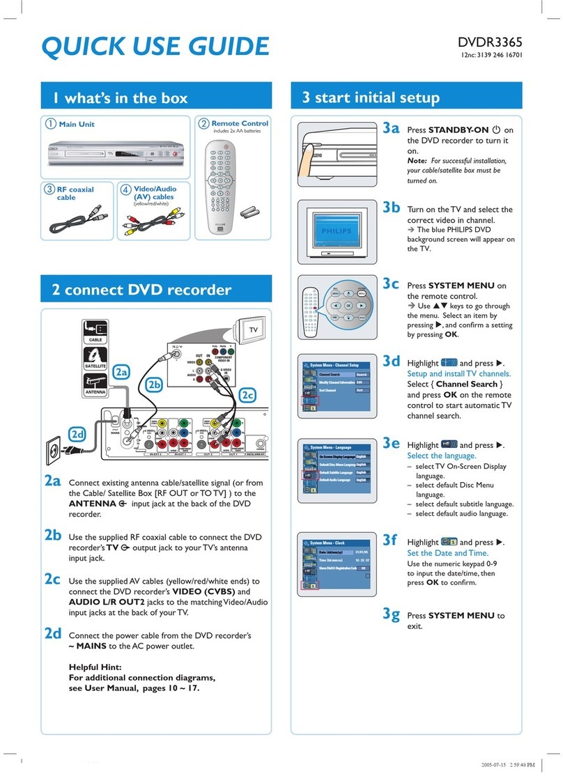Philips DVDR3365 Manuel d'utilisation Philips DVDR3365 Manuel d'utilisation