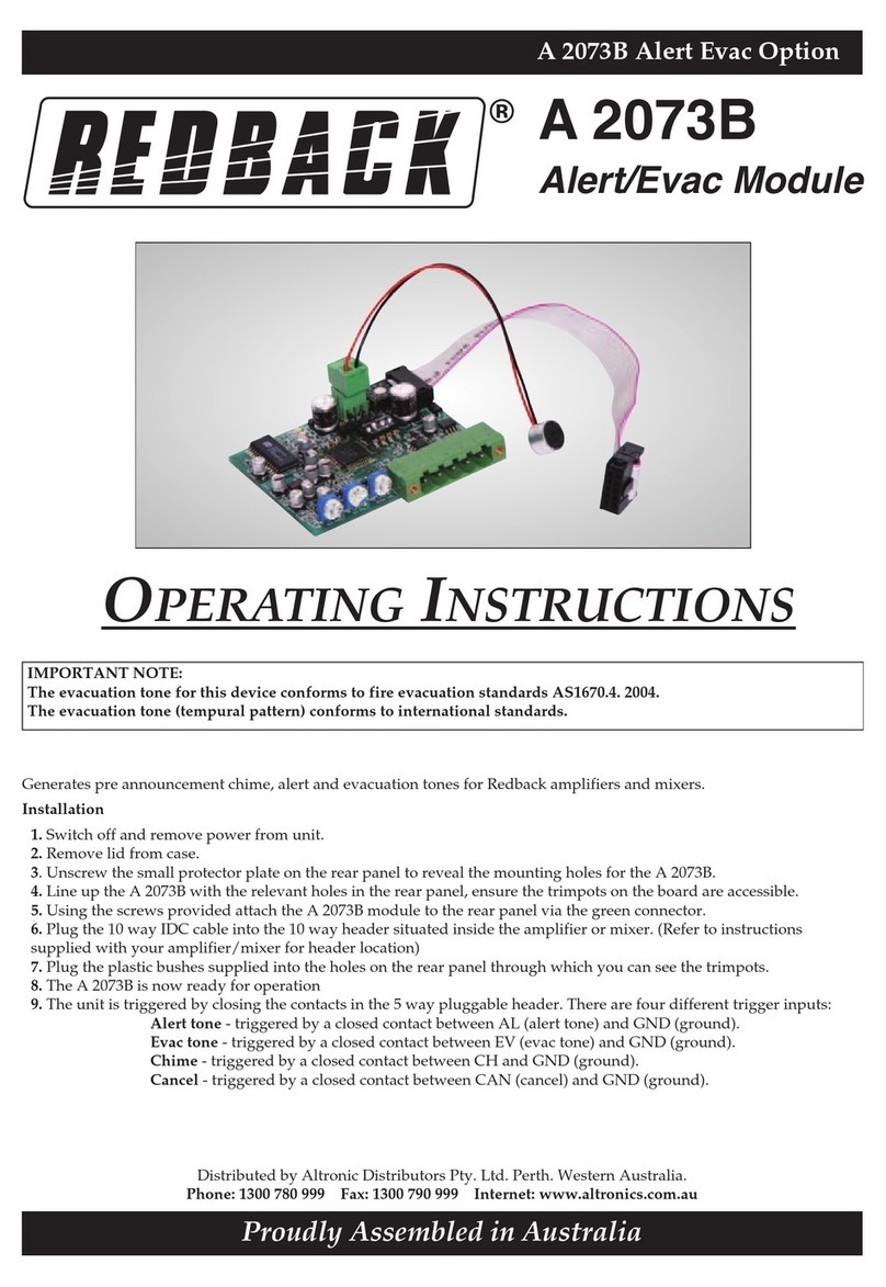 Redback A 2073B Manuel utilisateur