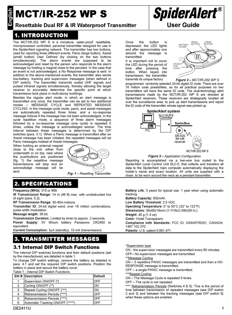 SpiderAlert MCT/IR-252 WP S Manuel utilisateur SpiderAlert MCT/IR-252 WP S Manuel utilisateur