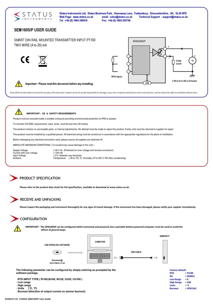 Status Instruments SEM1605/P Manuel utilisateur