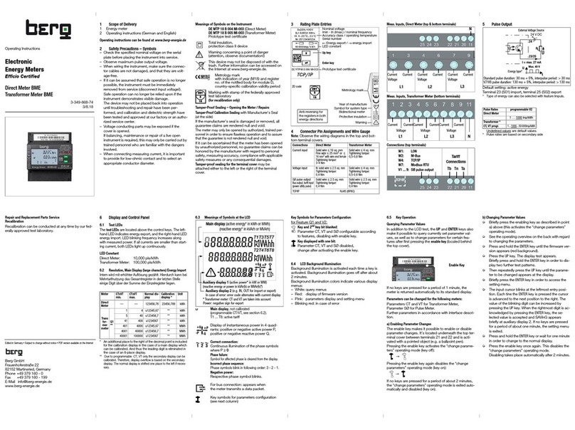BERG BME461 Manuel utilisateur