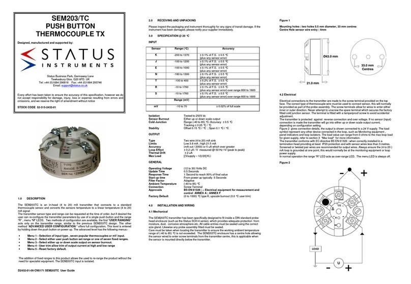 Status Instruments SEM203/TC Manuel utilisateur