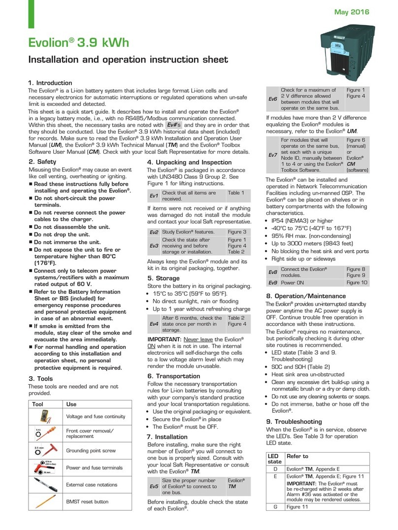 Saft evolion Manuel utilisateur