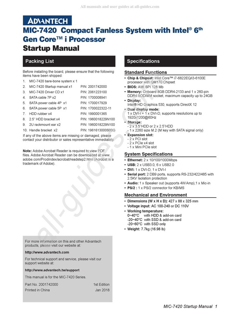Advantech MIC-7420 Manuel d'installation et d'exploitation
