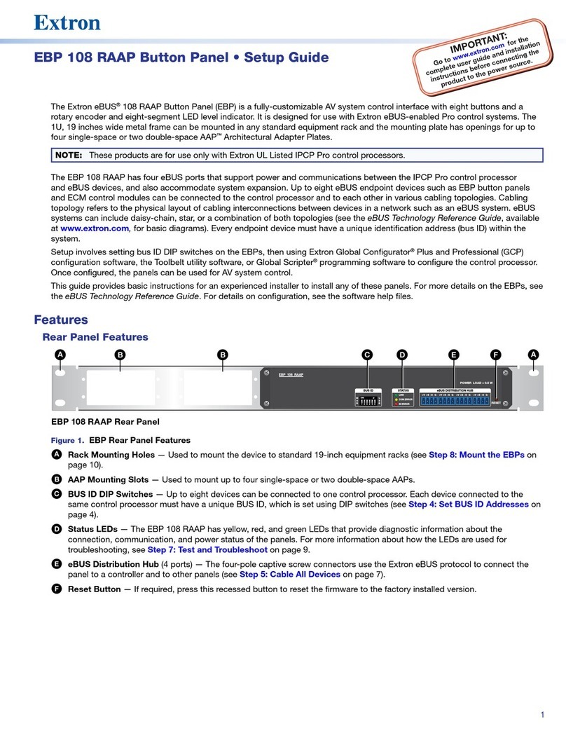 Extron electronics EBP 108 RAAP Button Panel Manuel utilisateur