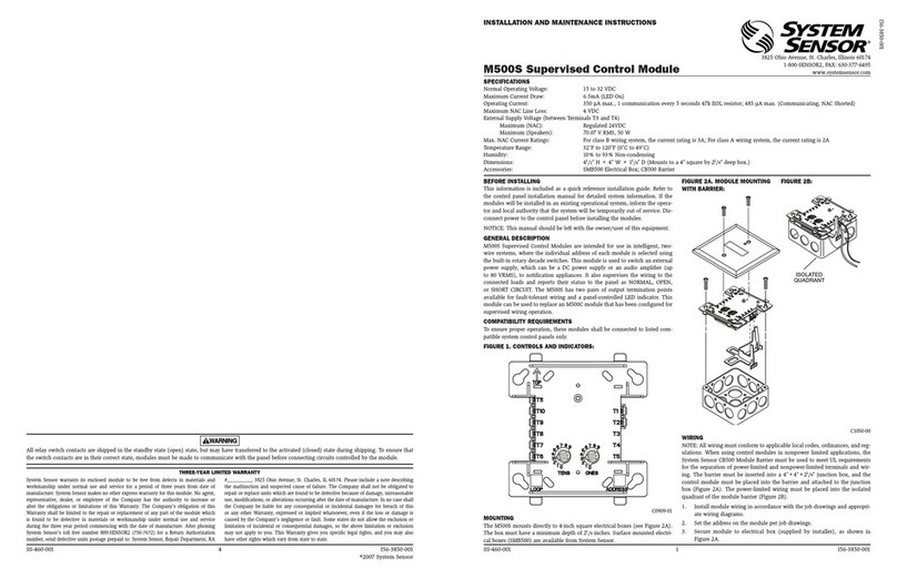 System Sensor M500S Manuel utilisateur