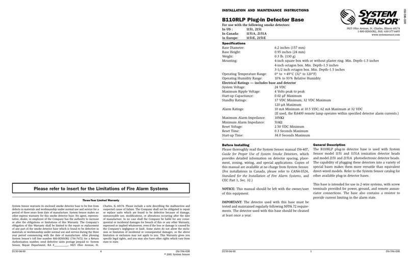 System Sensor B110RLP Manuel utilisateur