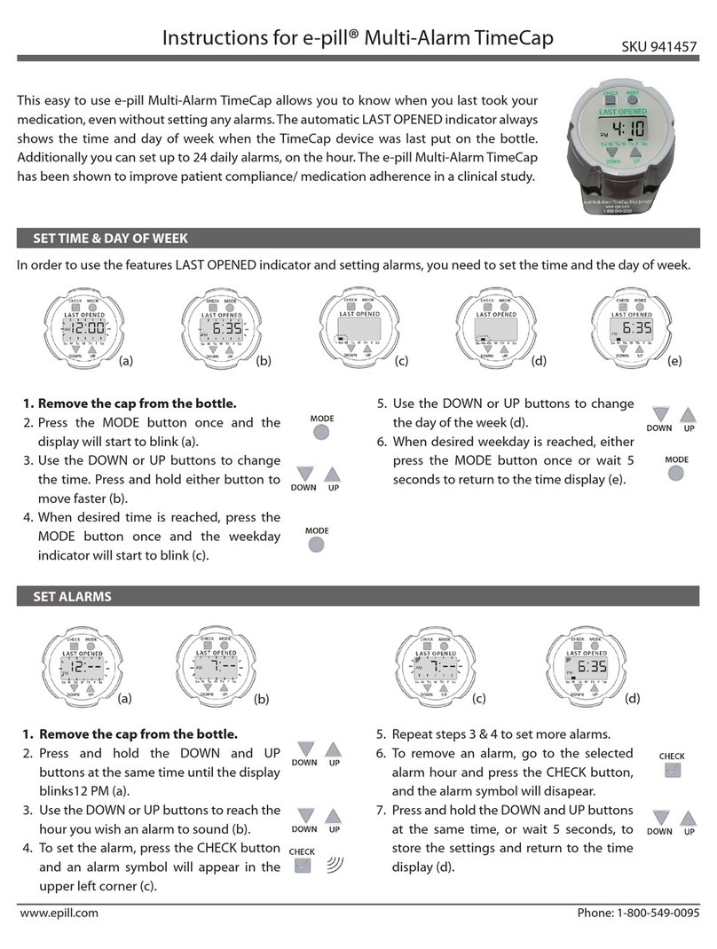 E-Pill Multi-Alarm TimeCap Manuel utilisateur E-Pill Multi-Alarm TimeCap Manuel utilisateur