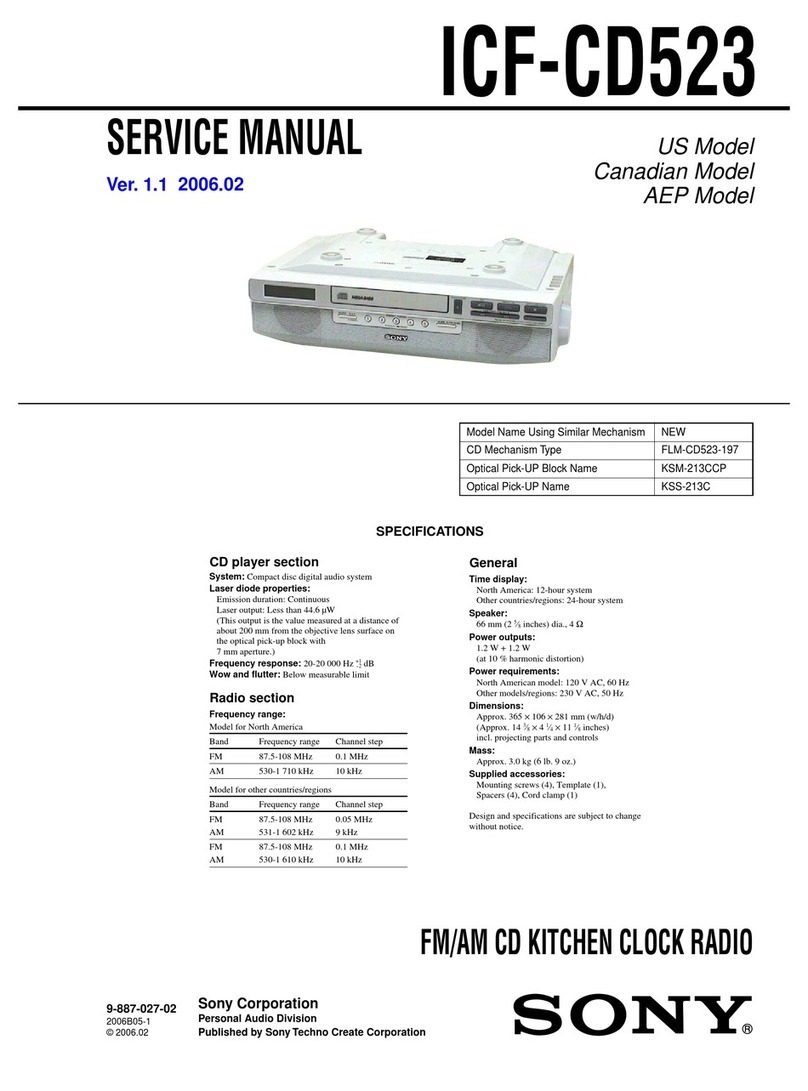 Sony ICF-CD523 - CD Clock Radio Manuel utilisateur