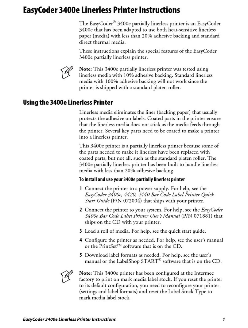 Intermec EasyCoder 3400e Manuel utilisateur Intermec EasyCoder 3400e Manuel utilisateur
