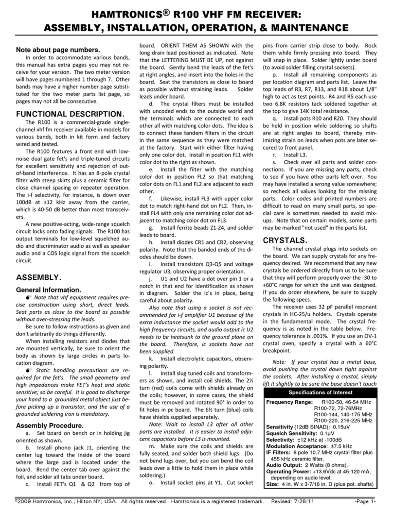 HAMTRONICS R100 Manuel utilisateur