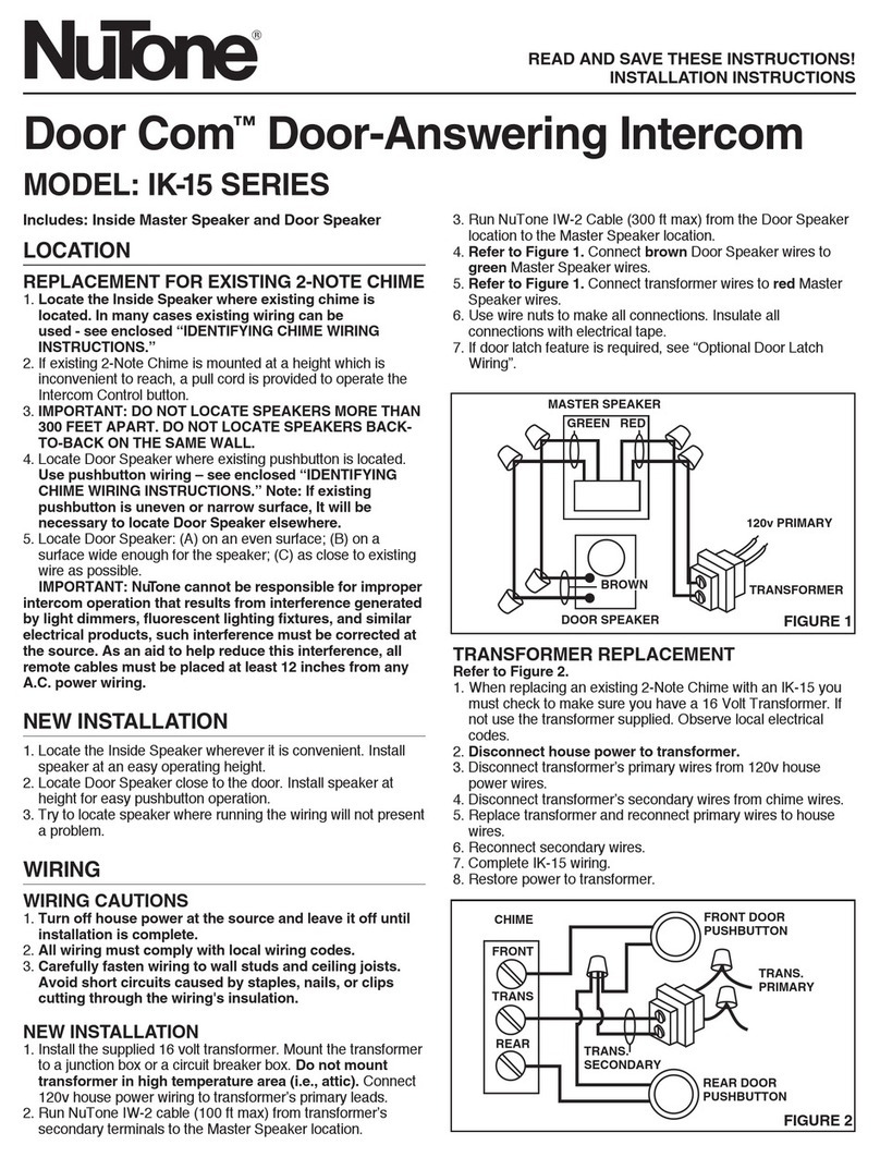 NuTone IK-15 SERIES Manuel utilisateur