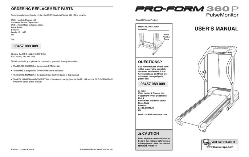 Pro-Form 360 P Treadmill Manuel utilisateur