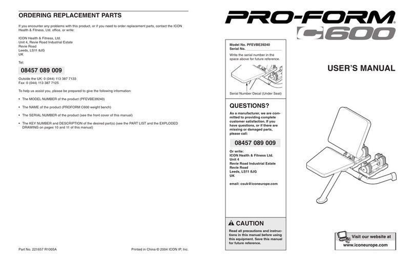 Pro-Form C 600 Manuel utilisateur Pro-Form C 600 Manuel utilisateur