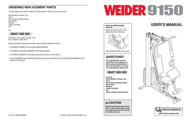 Weider WEEVSY49220 Manuel utilisateur