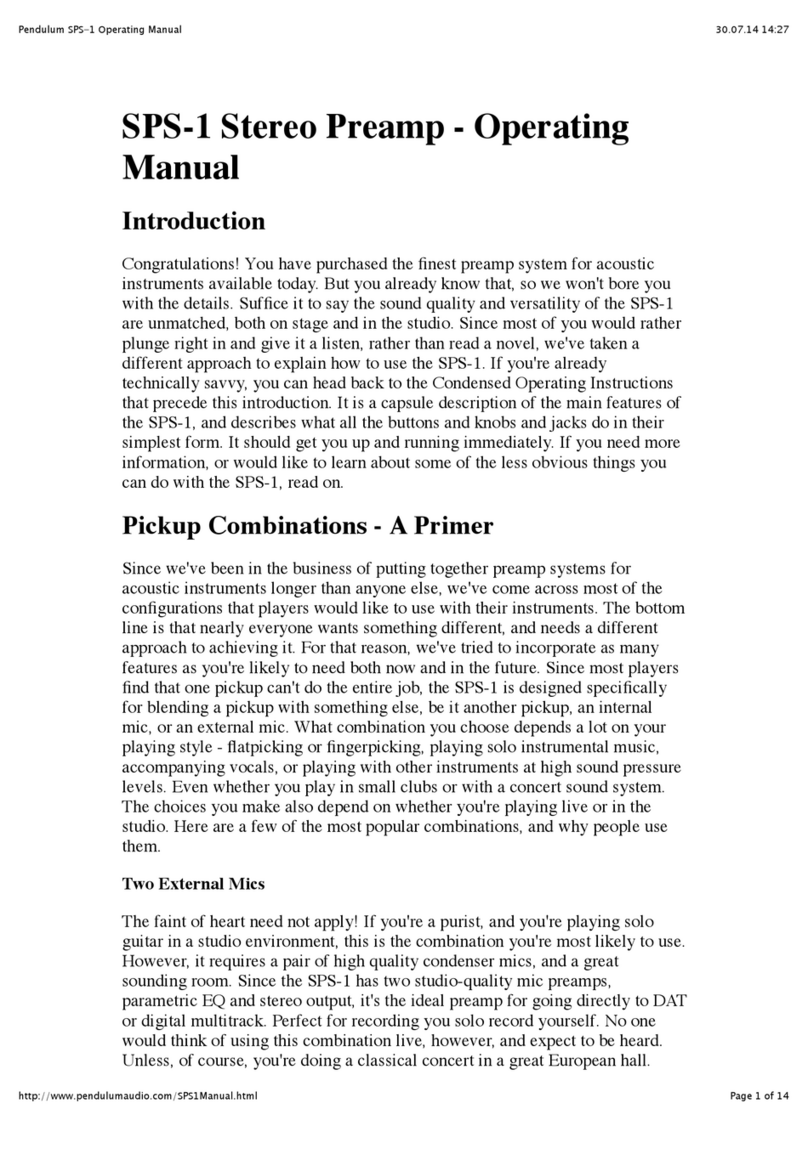 Pendulum SPS-1 Manuel utilisateur Pendulum SPS-1 Manuel utilisateur