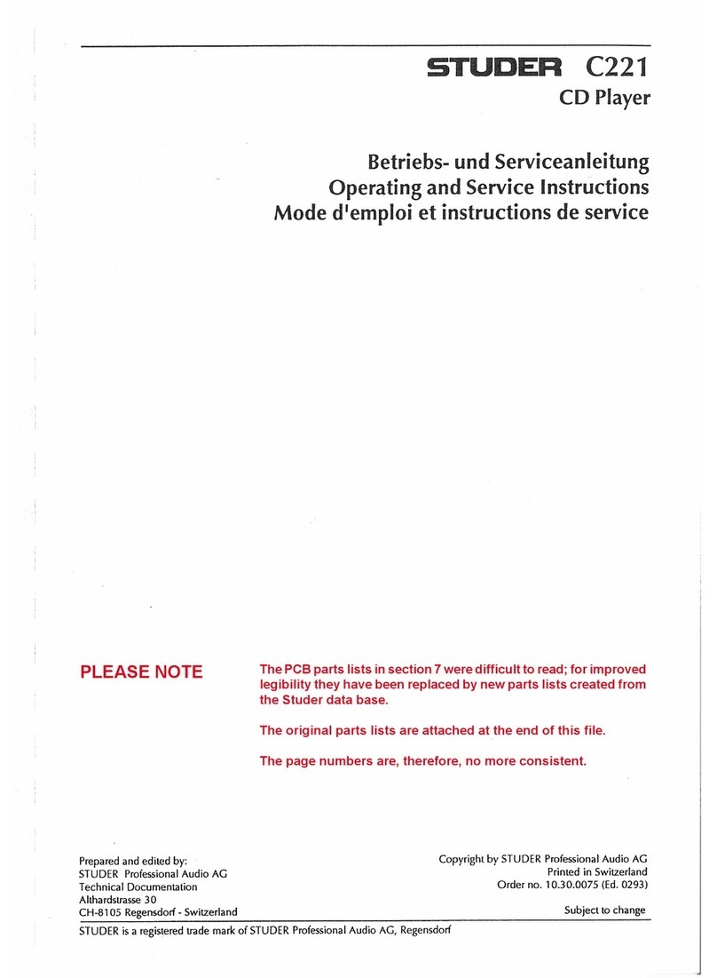 Studer C221 Manuel de formation