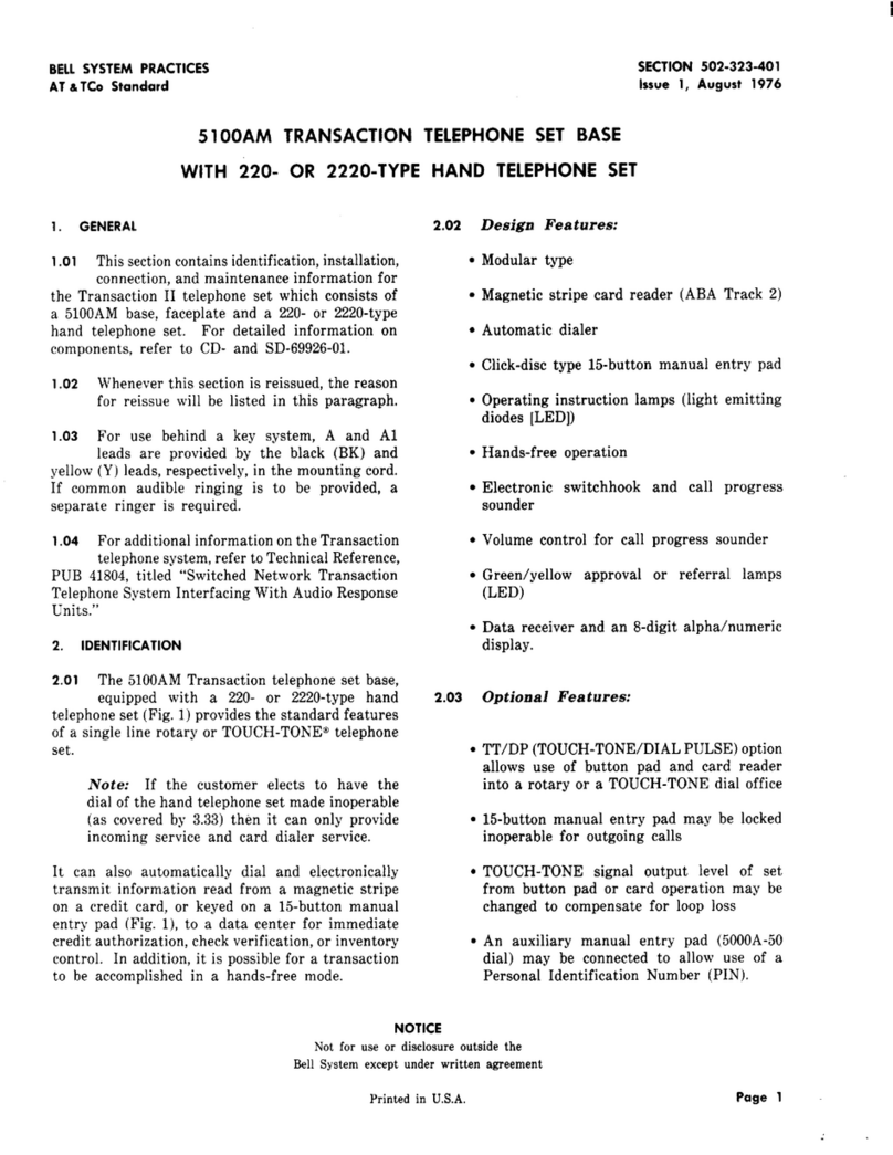 Bell System 5100AM Manuel utilisateur Bell System 5100AM Manuel utilisateur
