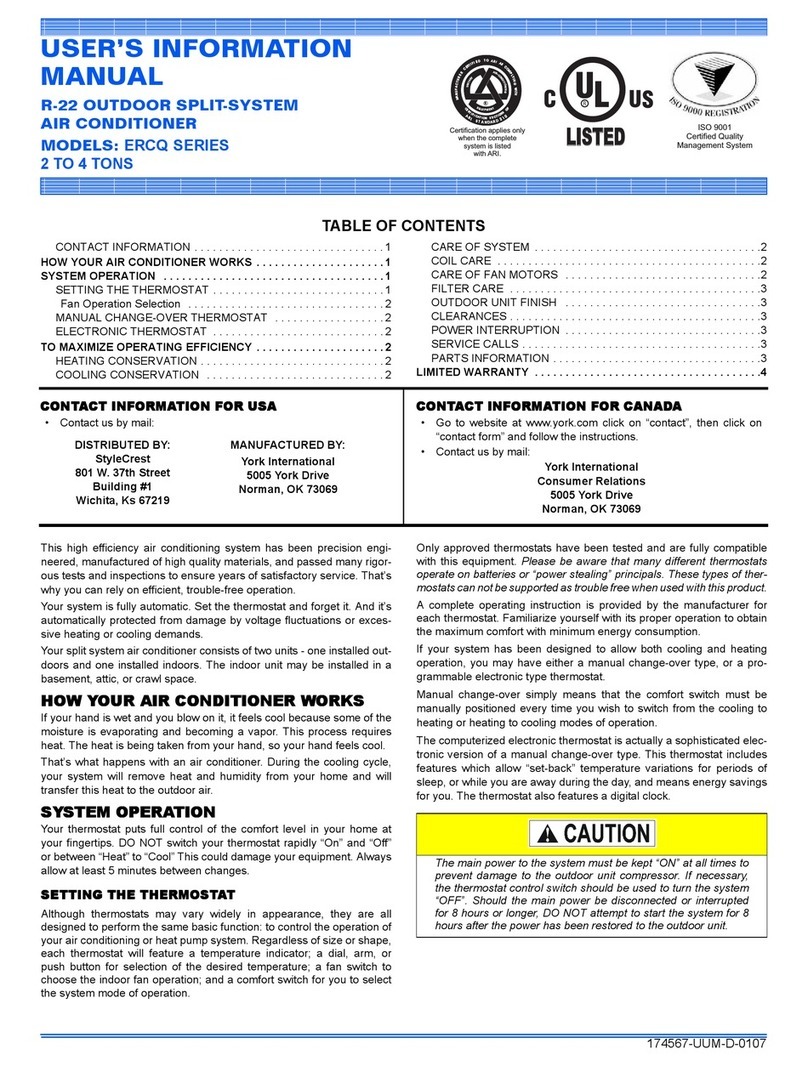 York ERCQ SERIES Mode d’emploi