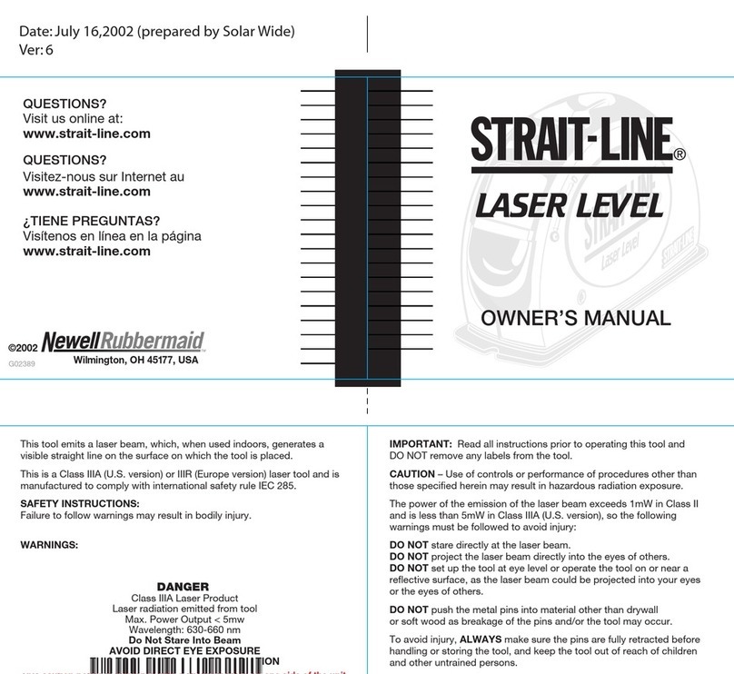 Strait-line Laser Level Manuel utilisateur Strait-line Laser Level Manuel utilisateur