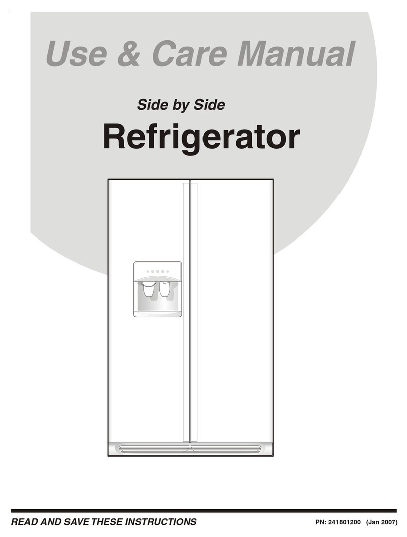 Electrolux Side by Side Refrigerator Manuel utilisateur