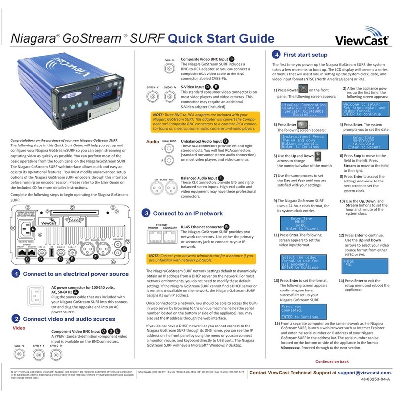ViewCast Niagara GoStream SURF Manuel utilisateur