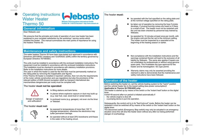 Webasto Thermo 50 Manuel utilisateur Webasto Thermo 50 Manuel utilisateur