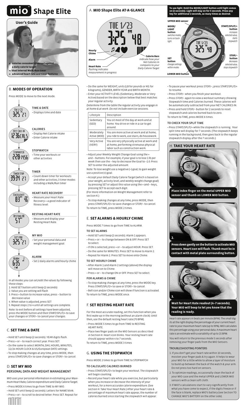 Mio Shape Elite Manuel utilisateur