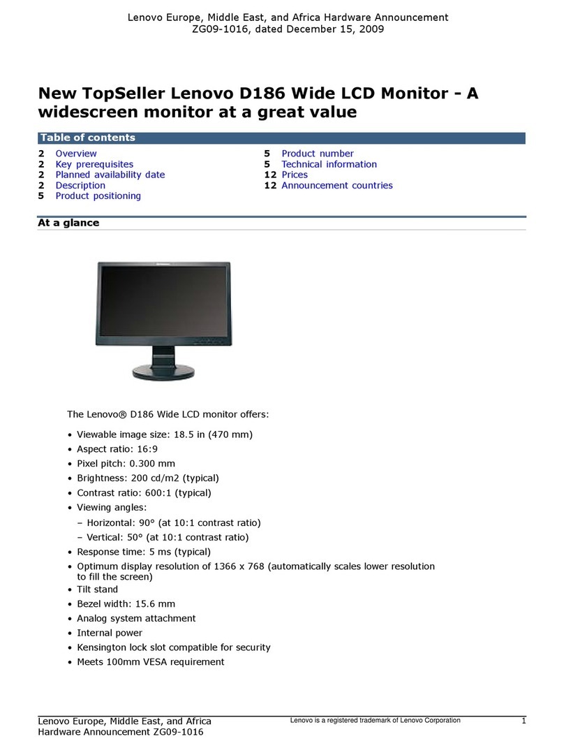 Lenovo ThinkVision D186 Manuel utilisateur