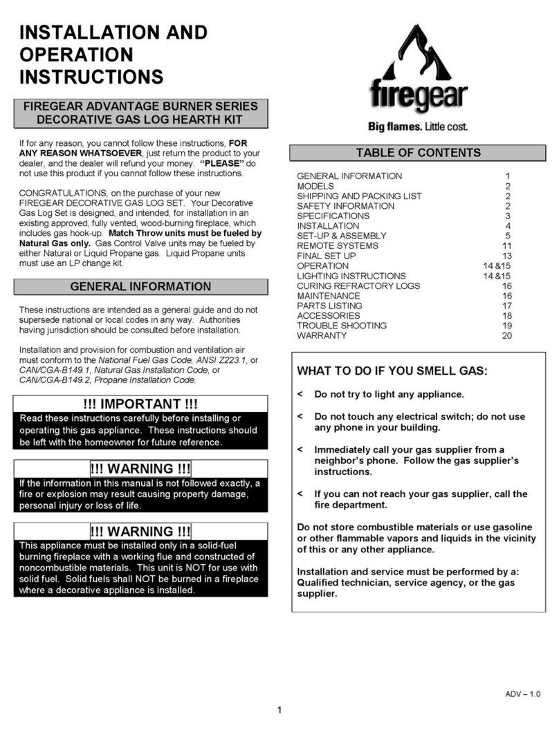 Firegear ADVANTAGE SERIES Manuel utilisateur Firegear ADVANTAGE SERIES Manuel utilisateur