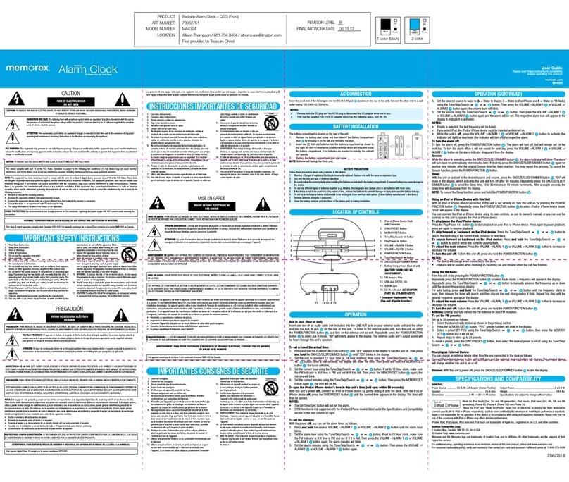 Memorex Alarm Clock Manuel utilisateur