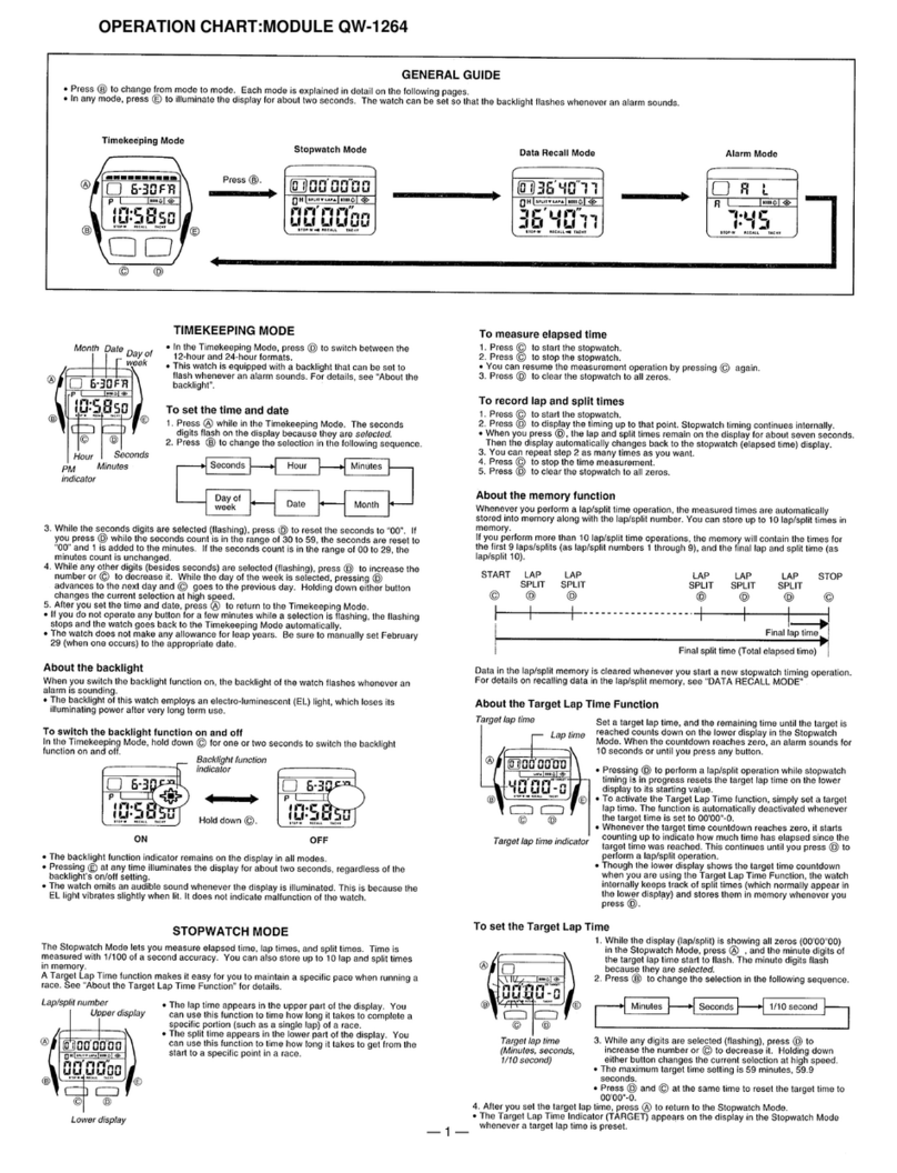 Casio QW-1264 Guide de configuration