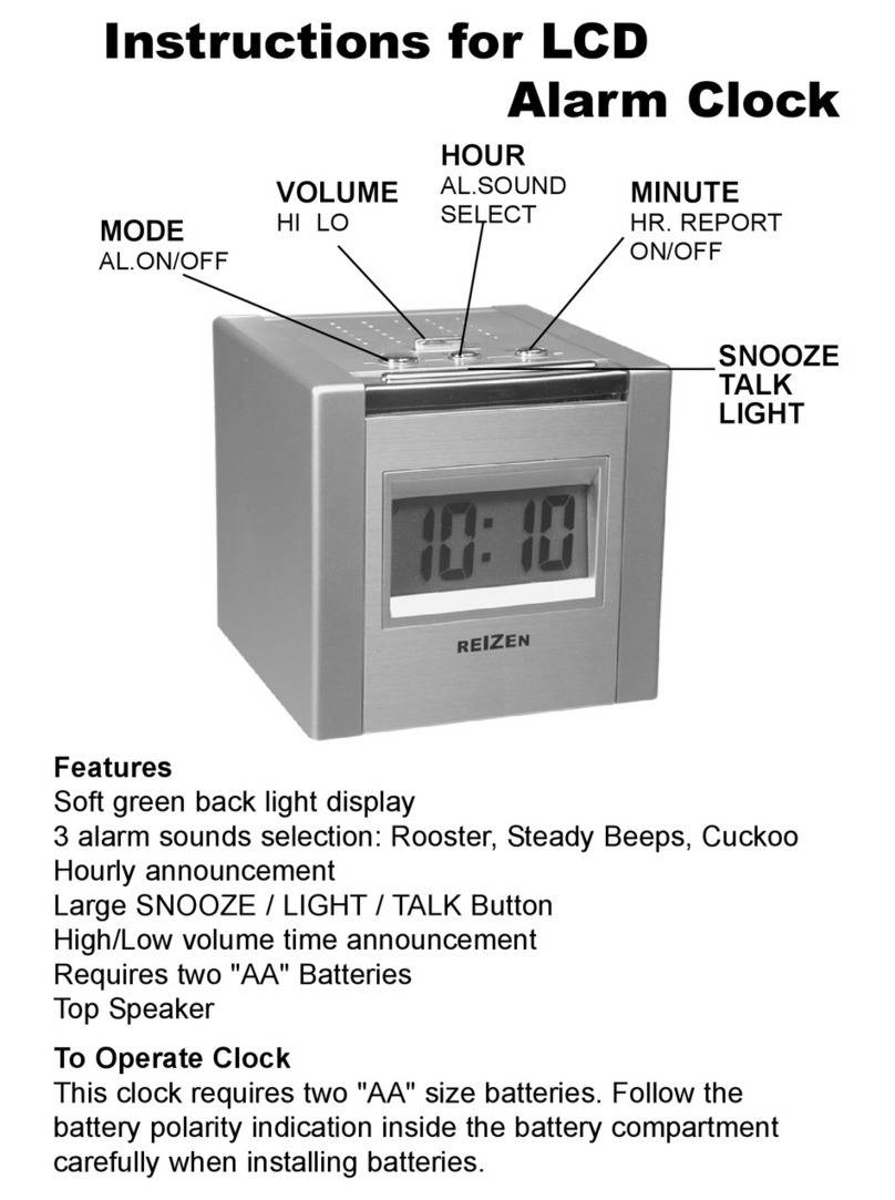 REIZEN LCD Alarm Clock Manuel utilisateur