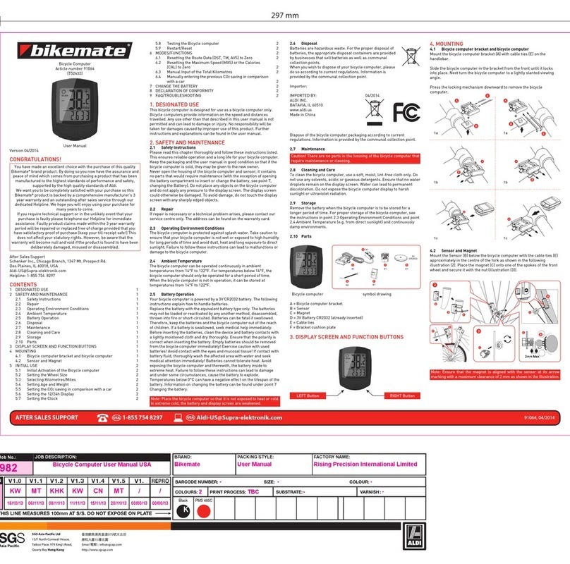 bikemate Bicycle Computer Manuel utilisateur