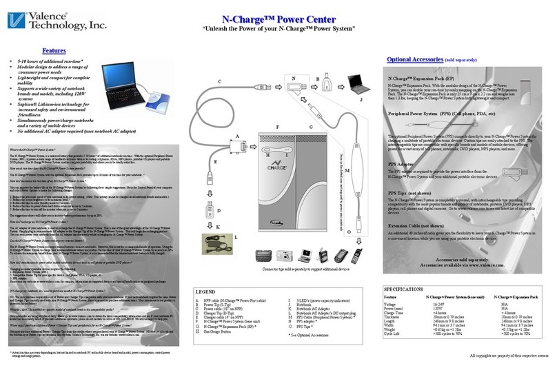 Valence Tech N-Charge Manuel utilisateur