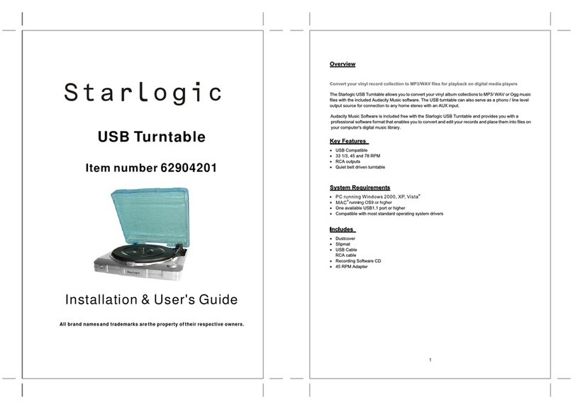 StarLogic USB Turntable Manuel d'utilisation