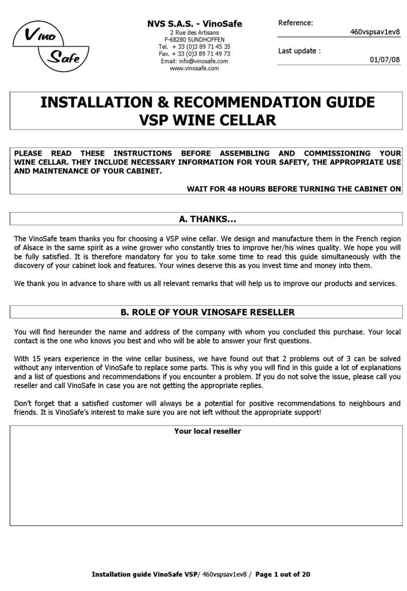 Vino Safe VSP WINE CELLAR Mode d'emploi