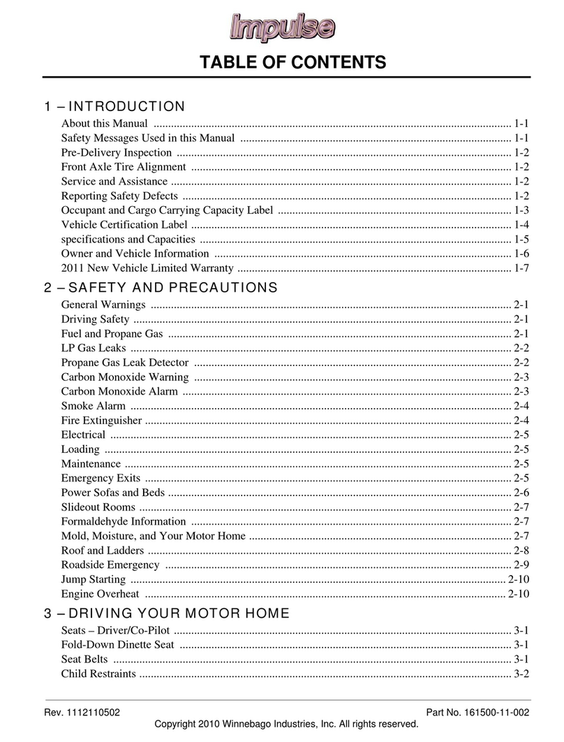 Winnebago Impulse Manuel utilisateur Winnebago Impulse Manuel utilisateur