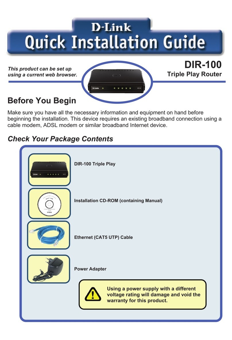 D-Link Ethernet Broadband Router DIR-100 Manuel utilisateur D-Link Ethernet Broadband Router DIR-100 Manuel utilisateur